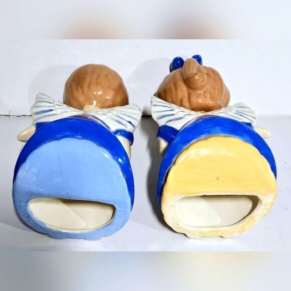 Vintage Ceramic Kissing Angels Hand Painted 1970's Blue White - Picture 5 of 7